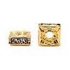 Brass Rhinestone Spacer Beads X-RB-A013-6x6-01G-2