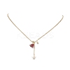 Alloy Enamel Rose with Butterfly Lariat Necklaces with 304 Stainless Steel Chains NJEW-JN04321-4