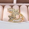 Rack Plating Brass Micro Pave Clear Cubic Zirconia Open Cuff Finger Rings for Women RJEW-M028-88G-1