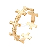 Ion Plating(IP) 304 Stainless Steel Cross Open Cuff Ring for Women RJEW-K245-26G-1