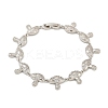 Mushroom Brass Micro Pave Clear Cubic Zirconia Link Bracelets for Women BJEW-Z126-04P-4