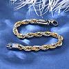 304 Stainless Steel Rope Chain Bracelets for Women BJEW-C091-03B-GP-2