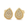 Brass Micro Pave Clear Cubic Zirconia Stud Earrings EJEW-D305-06G-3