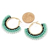 304 Stainless Steel & Bohemian Beaded Fan Hoop Earrings for Women EJEW-R001-01G-03-3