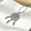 Bohemian 201 Stainless Steel Snowflake Woven Web/Net with Feather Pendant Necklaces NJEW-P327-07P-A-1