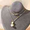 304 Stainless Steel Double Layer Necklaces NJEW-Z061-02G-1