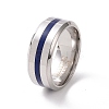 Royal Blue Enamel Grooved Line Finger Ring RJEW-I089-46P-1
