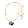 Brass Micro Pave Clear Cubic Zirconia Black Leopard Print Heart Pendant Necklaces for Women NJEW-M079-02G-4