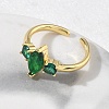 Brass Micro Pave Cubic Zirconia Cuff Open Rings for Women RJEW-L343-14G-06-3