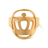 Ion Plating(IP) 201 Stainless Steel Crown Thick Finger Ring for Women RJEW-G266-39G-1