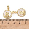 Brass Micro Pave Clear Cubic Zirconia Pendants KK-B083-32B-G-3