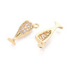 Brass Pave Clear Cubic Zirconia Pendants KK-T074-101G-2