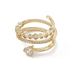 Clear Cubic Zirconia Arrow Open Cuff Ring RJEW-G276-09G-2