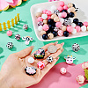 80Pcs Round & Cow Stripe Food Grade Eco-Friendly Silicone Focal Beads SIL-TA0002-68-7