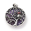 Natural Amethyst Tree of Life with Owl Pendants G-L524-15AS-06-1