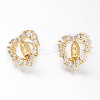 Brass Micro Pave Cubic Zirconia Ear Studs EJEW-G279-02G-02-1