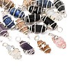 Gemstone Double Terminal Pointed Pendants PALLOY-JF01832-1
