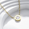 Flat Round 304 Stainless Steel Cubic Zirconia Pendant Necklaces & Bracelets & Stud Earrings Sets for Women SJEW-C004-19G-2
