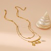 304 Stainless Steel & Imitation Pearl Clover Heart Double Layer Necklaces for Women LS-NJEW-V004-02G-1
