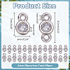 60pcs 2 Styles Brass Pave Clear Cubic Zirconia Flat Round Connector Charms KK-AR0001-81-2