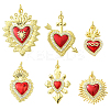 6Pcs 6 Styles Brass Micro Pave Cubic Zirconia Pendants KK-SC0006-92-1