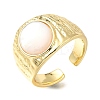 Rack Plating Brass Shell Open Cuff Rings for Women RJEW-M022-08G-1