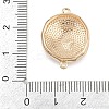Brass Enamel & Natural Pearl Flat Round with Flower Connector Charms KK-K351-50G-01-3