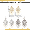 3 Pair 3 Color Alloy Rhombus Dangle Earrings for Women EJEW-FI0001-08-2