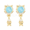 Brass Micro Pave Cubic Zirconia Dangle Stud Earrings EJEW-F405-24G-01-2