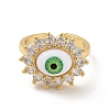 Cubic Zirconia Sun with Evil Eye Open Cuff Ring with Acrylic RJEW-B042-06G-03-2