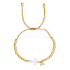 Brass Round Bead Braided Bead Bracelets VB3830-1-4