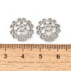 Flower Brass Micro Pave Clear Cubic Zirconia Bead Caps KK-V008-33P-3