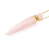 Natural Rose Quartz Bullet Shaped Perfume Bottle Pendant Necklaces G-B089-02G-02-3