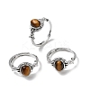 Natural Tiger Eye Finger Rings RJEW-A084-03P-07-4