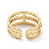 Colorful Cubic Zirconia Triple Line Open Cuff Ring RJEW-I093-01G-4