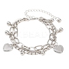 Iron Figaro & Paperclip Chain Double Layers Bracelets Link Bracelets for Women BJEW-A156-01P-4