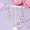 Rhombus 304 Stainless Steel Shell Pearl Dangle Earrings EJEW-TA00770-1