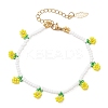 Floral Glass Seed Bead Charm Bracelets for Women BJEW-MZ00306-02-2