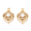 Brass Pave Clear Cubic Zirconia Pendants KK-T077-39G-1