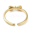 Rack Plating Bowknot Brass Open Cuff Ring for Women KK-B092-39G-3