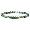 4mm Round Natural Moss Agate Beads Bracelet for Men LS-KG3069-1-1