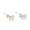 Brass Cubic Zirconia Stud Earring Findings X-KK-S350-051G-2