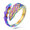 Ion Plating(IP) 304 Stainless Steel Leaf Cuff Rings RJEW-N038-125M-1