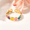 201 Stainless Steel Enamel Open Cuff Ring for Women RJEW-A053-04G-01-1