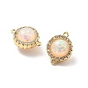 Brass Micro Pave Clear Cubic Zirconia Flat Round Connector Charms KK-B129-24G-01-2