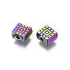 Rack Plating Rainbow Color Alloy Beads PALLOY-S180-357-3