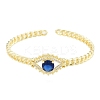 Cubic Zirconia Horse Eye Open Cuff Bangle BJEW-G651-04G-02-1