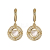 Heart with Flat Round Brass Micro Pave Clear Cubic Zirconia Hoop Earrings KK-D363-11A-G-2