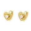 Heart Brass Micro Pave Clear Cubic Zirconia Hoop Earrings EJEW-Z121-05G-4