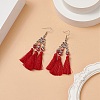 Polyester Tassel with Glass Beaded Chandelier Earrings EJEW-TA00183-03-2